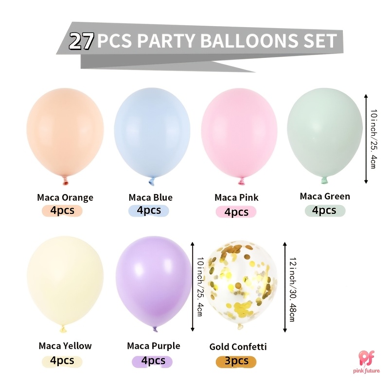 TEMU 27 Macarons Palloncini Colorati con Confetti - Ideali per Feste a Tema, Gender Reveal, Matrimoni, Feste di Compleanno e Battesimo, Baby Shower,