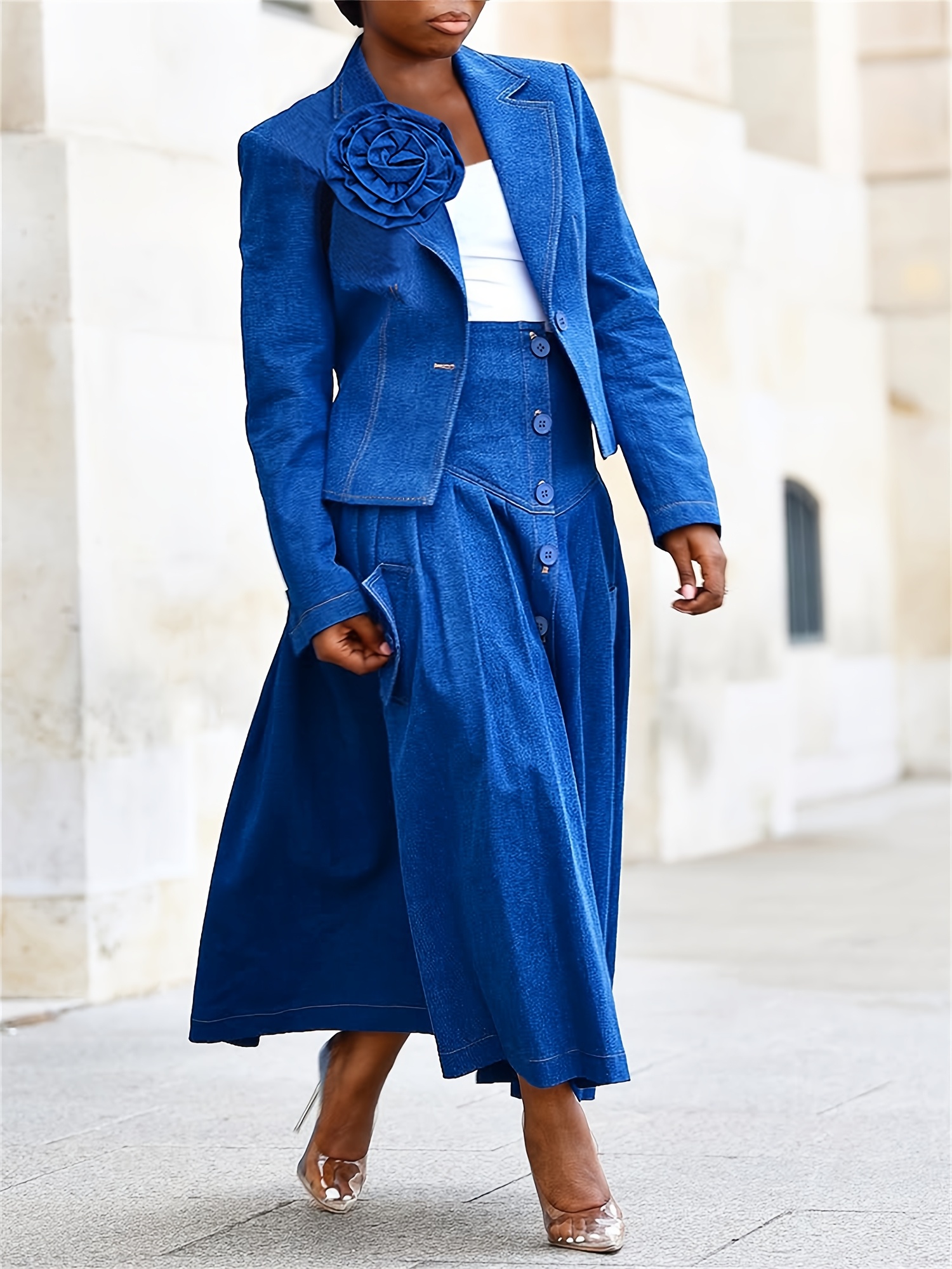 denim suit for women sold on Temu United States