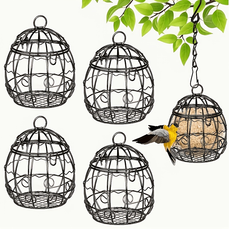 5pcs Balls Suet Feeders Metal Hanging Birds Feeder With Hooks For Outside Hanging Fat Ball Bird Feeders Outdoor Garden