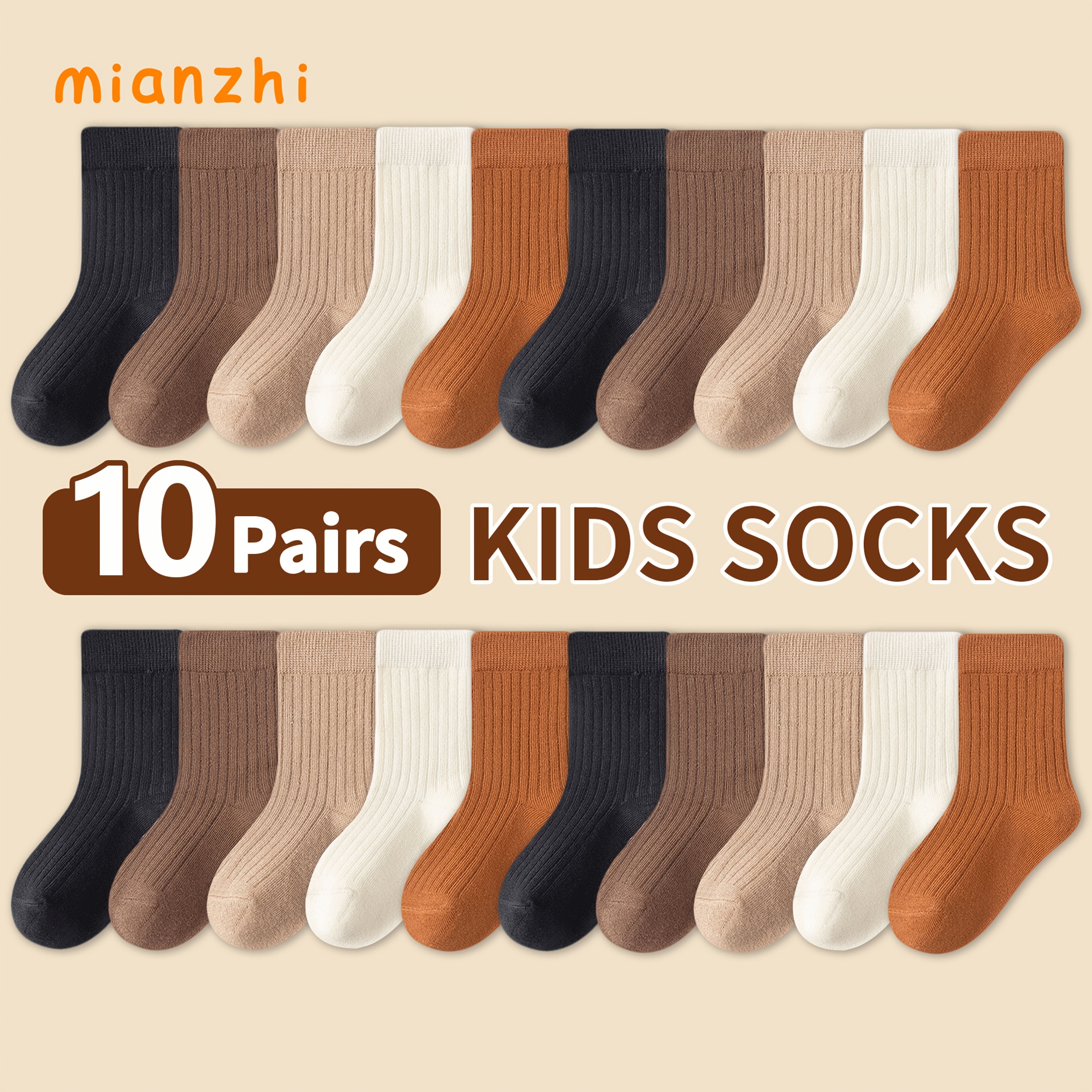 E-shop 10er-Pack MIANZHI Socken, Einfarbige Bequeme Unisex-Socken, Japanischer Stil Vielseitige Wadenhohe Socken für den täglichen Casual-Look