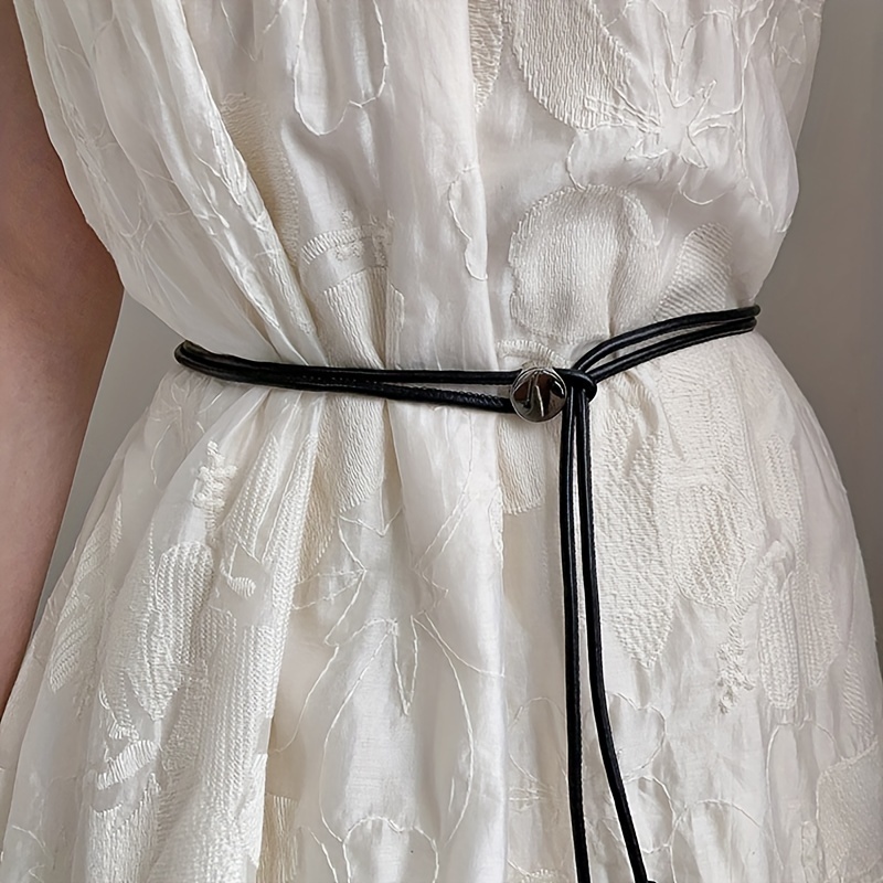 E-shop 1 Stück Neuer PU-Leder-Dünner Gürtel für Damen im Sommer mit Rock, Shirt Kleid-Dekoration, Vielseitiger Langer Taillengürtel Accessoire für den