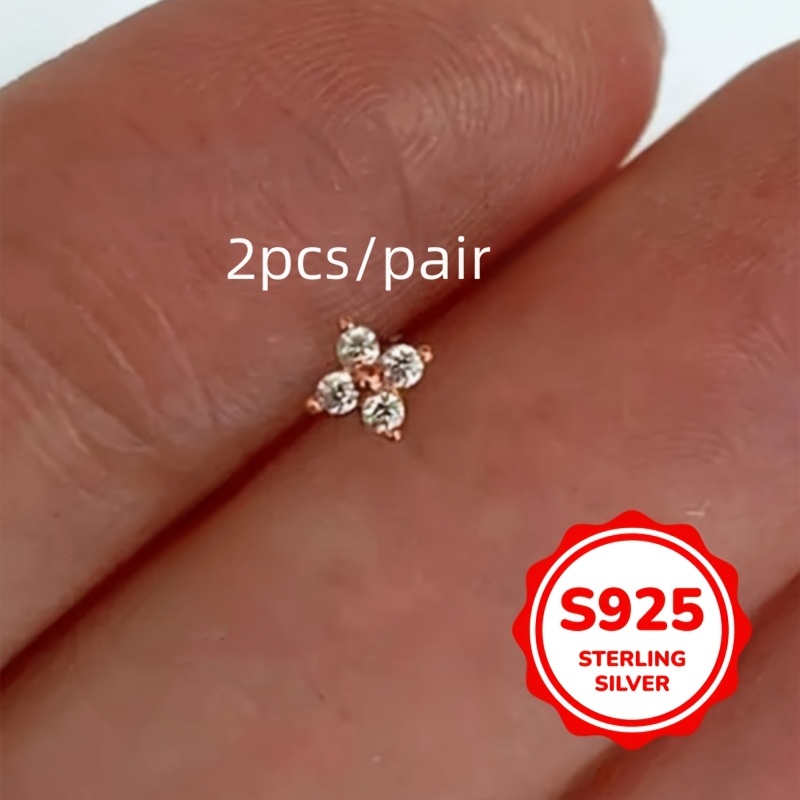 925 Sterling Silver Flower Drop Earrings with Cubic Zirconia