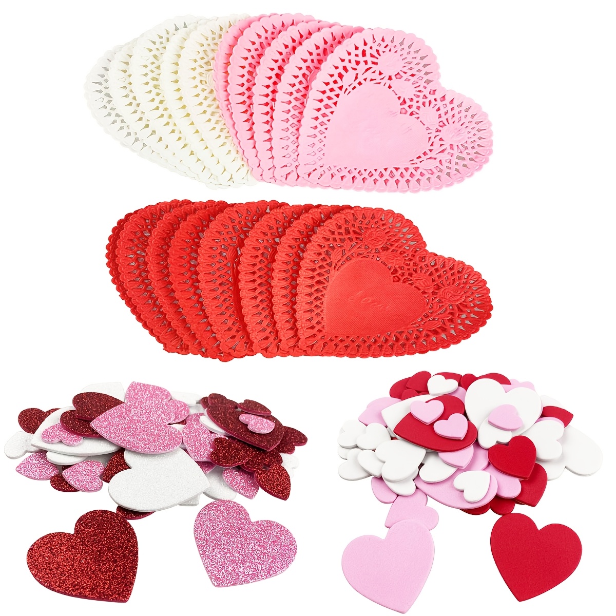 

Valentine's Day Craft Kit With Heart-shaped Doilies & 2 Bags Of Foam Stickers - Home Decor, Party Supplies & Gifts