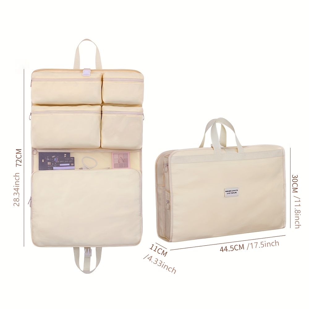 organisateur de voyage 7-en-1 multifonction - grand sac de rangement en polyester durable avec compartiments multiples pour sous-vêtements, chaussettes et accessoires électroniques, rose , accessoire d'ordinateur compact, poches en , design empilable, matériau lavable, idéal pour détails 2