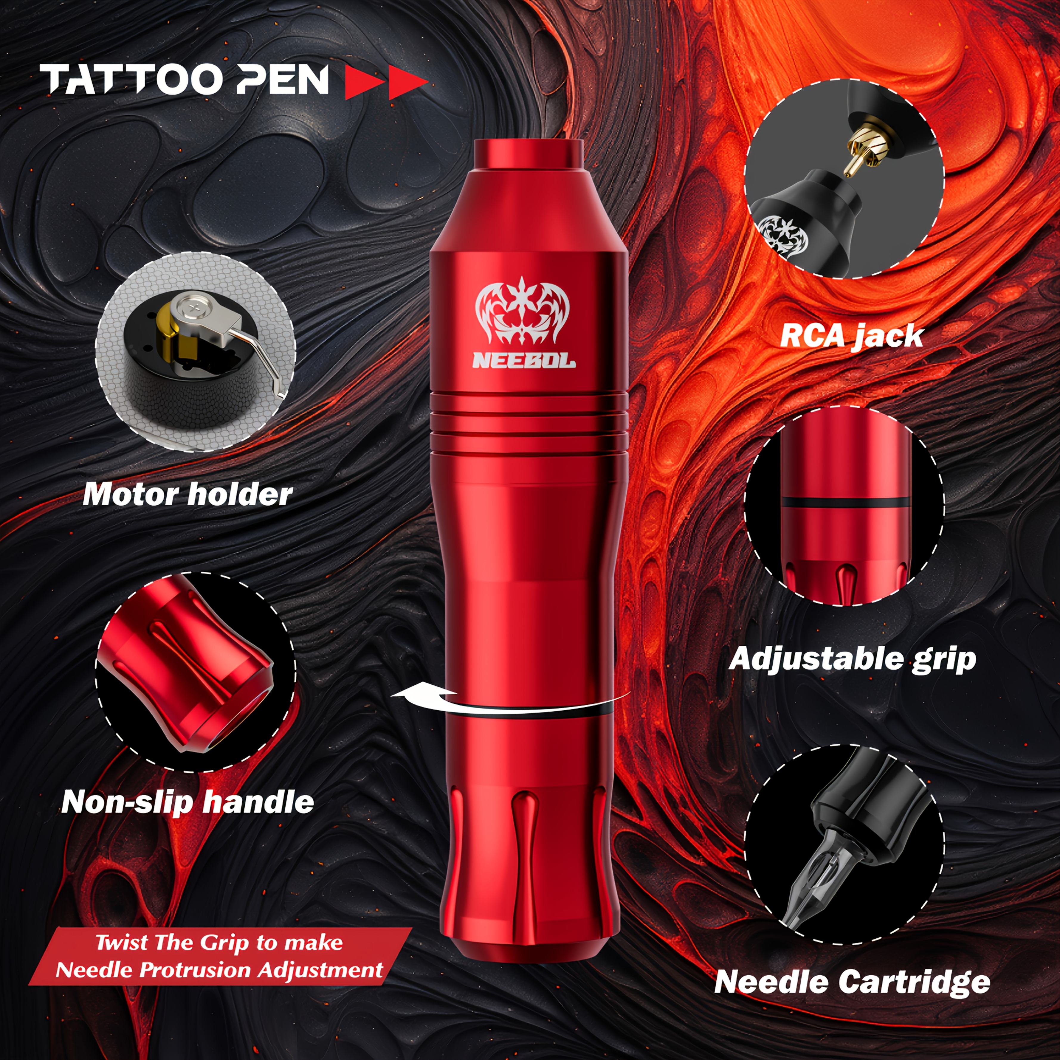 Neebol Complete Tattoo Machine Kit with 10 Needles