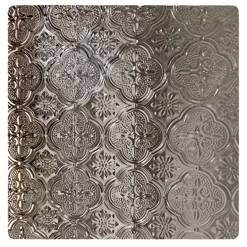 TEMU 1 Roll Of Vintage Flower Pattern Glass Film, Privacy Window Film, Glass Window Film, Reusable Non-adhesive Glass Decoration, Suitable For Home