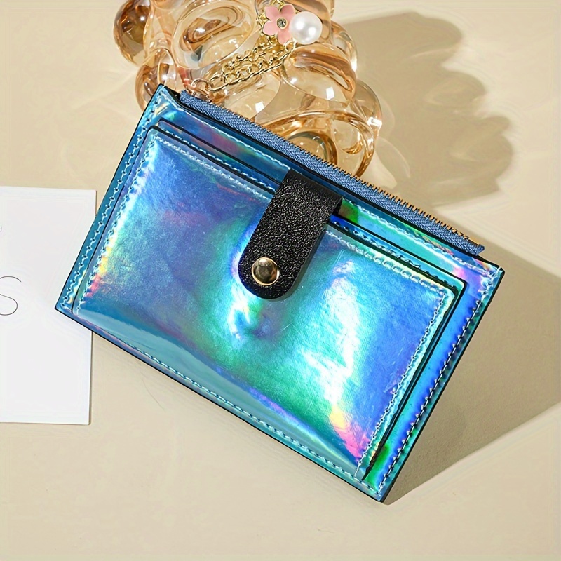 holographic card wallet Iridescent Gold with Silver Heart Phone Wallet, 2.5