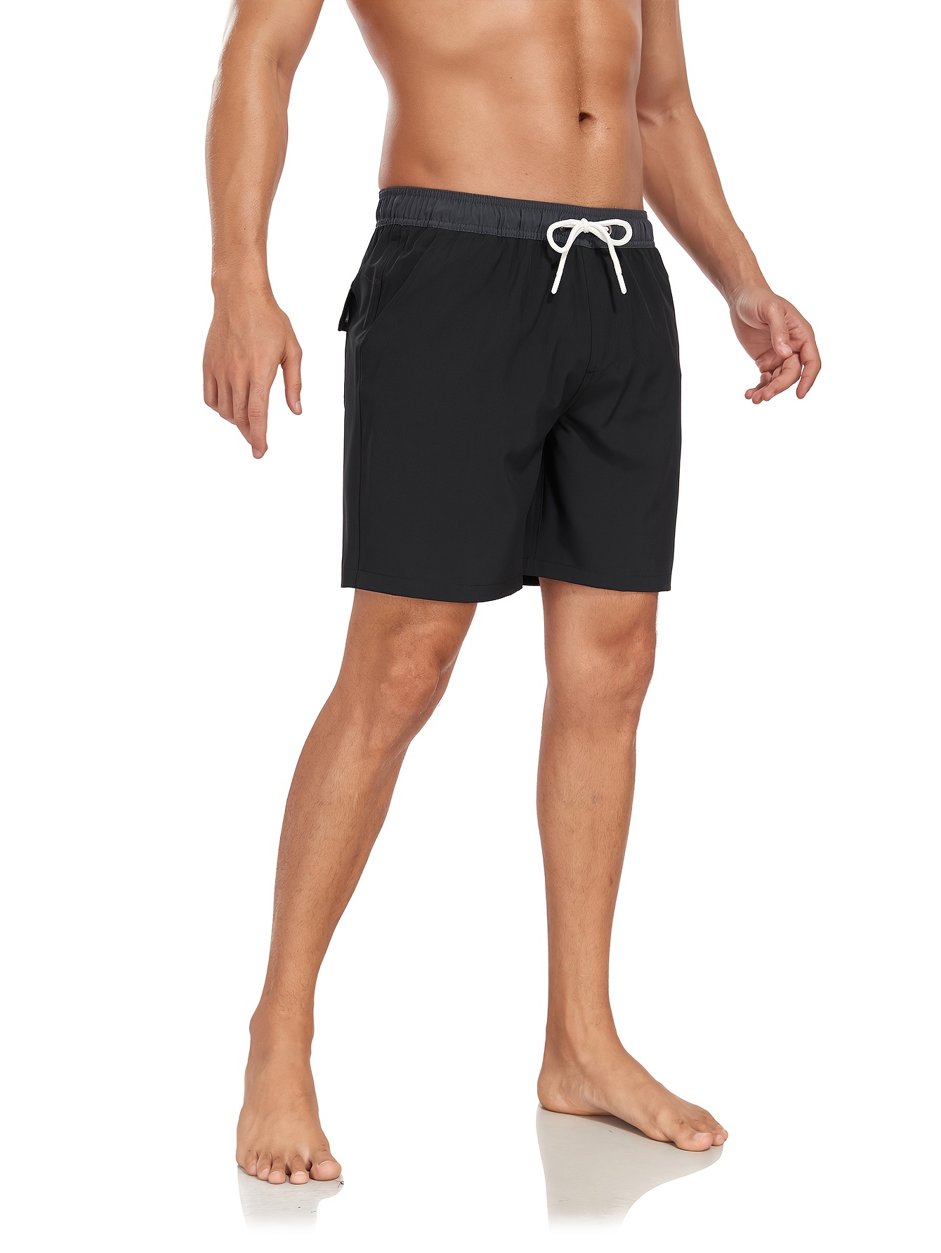 Set of 2 Men'S Casual Sports Shorts, Solid Color Double-Layer Beach Shorts for Fitness, Basketball, And Volleyball