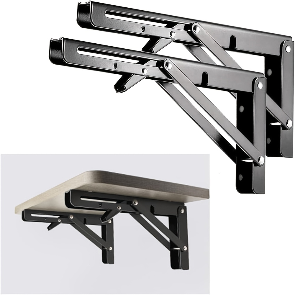 

2pcs Heavy-duty Folding Shelf Brackets - Billy Bracket For Folding Tables, Wall Mounts & More - Iron Construction