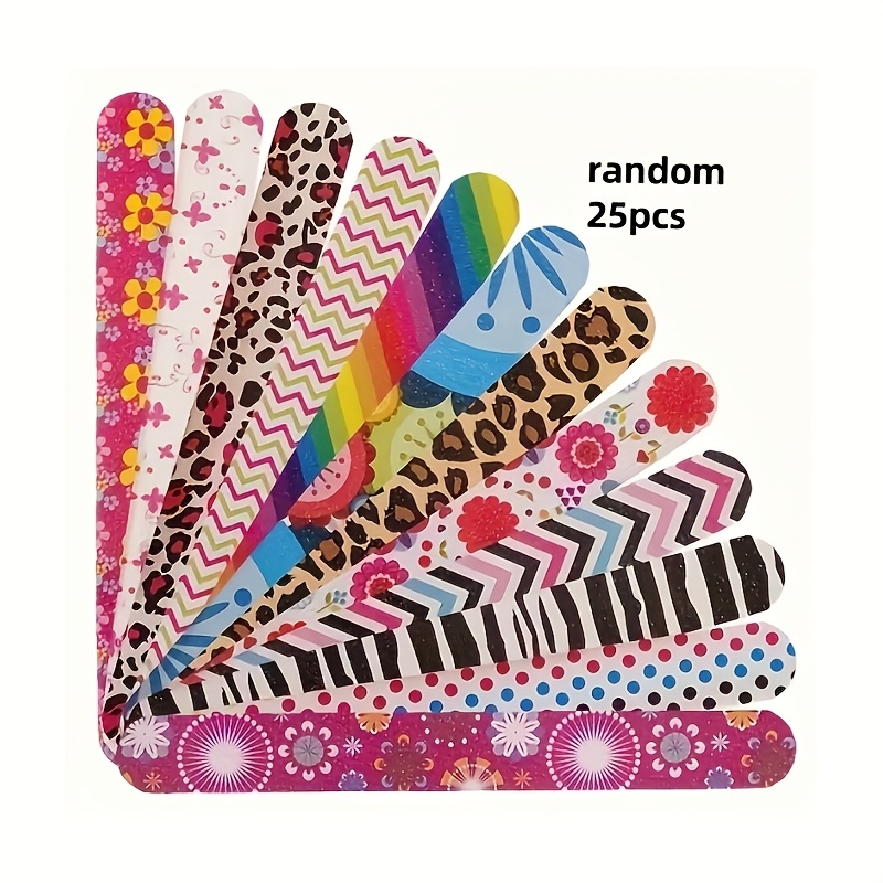 TEMU 30pcs Nail File Set, Double-sided Emery Board, Assorted Patterns, Professional Nail & Foot Care Tools, Smooth Shaping & Polishing Files, With