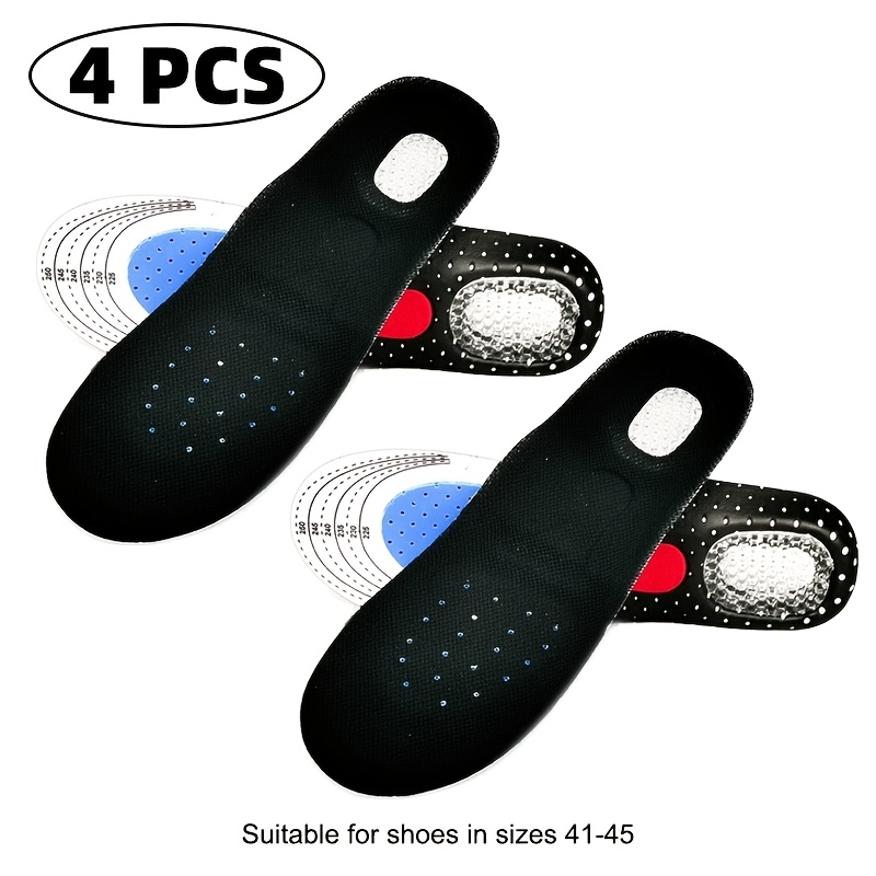 TEMU Lot de 4 semelles intérieures pour baskets avec soutien de la voûte plantaire et amortissement des chocs - Inserts multicouches, semelle