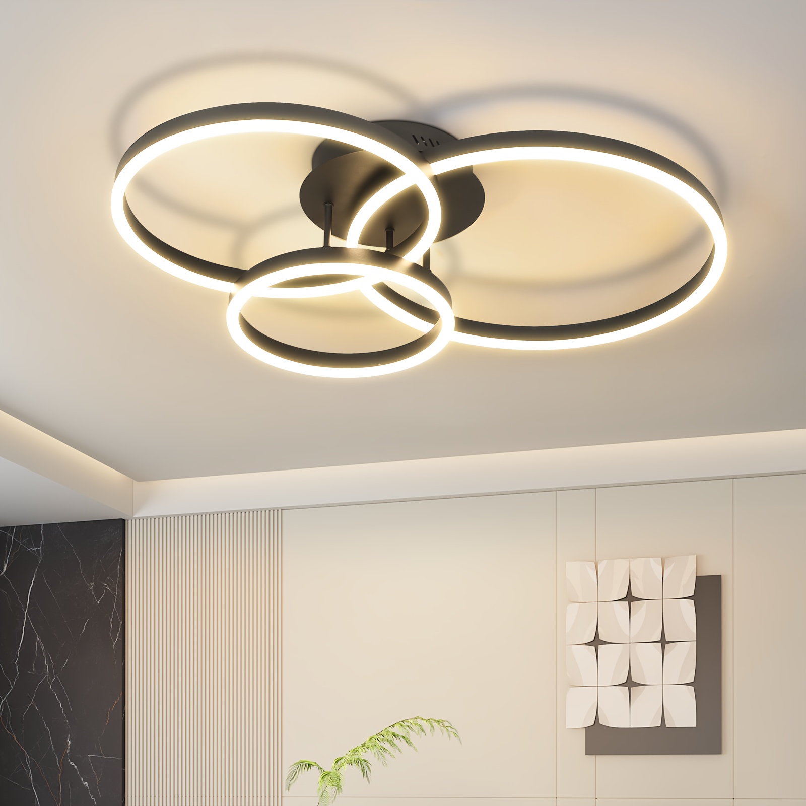 Black Dimmable Ceiling Light with Remote Control, 61W,   of Acrylic and Aluminium -   Commercial Spaces like Malls, Restaurants, Hotels, and Libraries.   Your Business Environment with Stylish and Functional Lighting