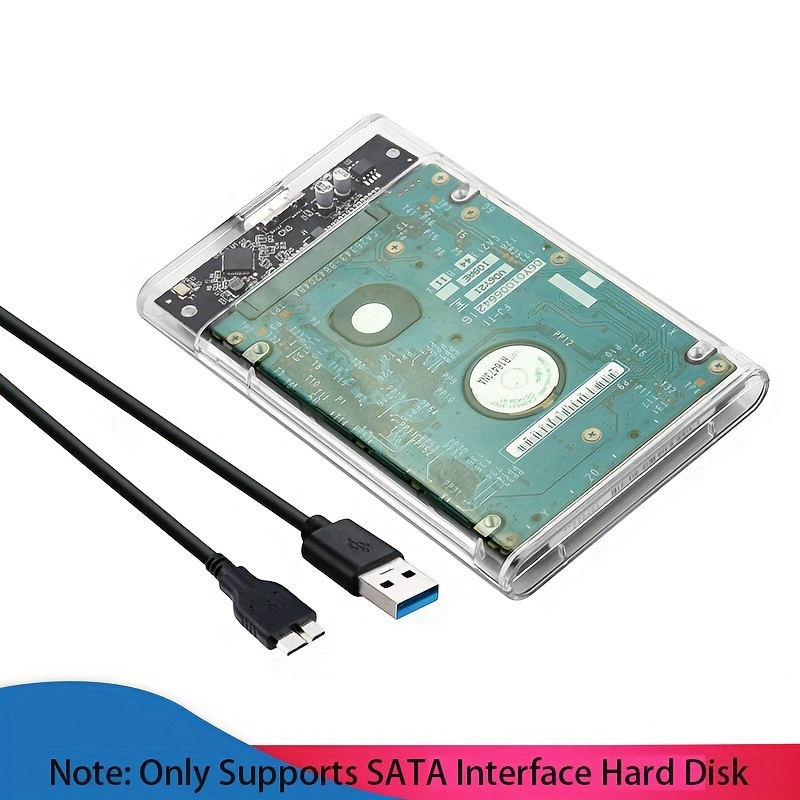 

2.5" Hard Drive Enclosure Usb 3.0 To Sata Iii Tool Free Clear External Hard Drive Case, 2.5 Inch Ssd Mechanical Mobile Hard Disk Case (hard Disk Not Included)