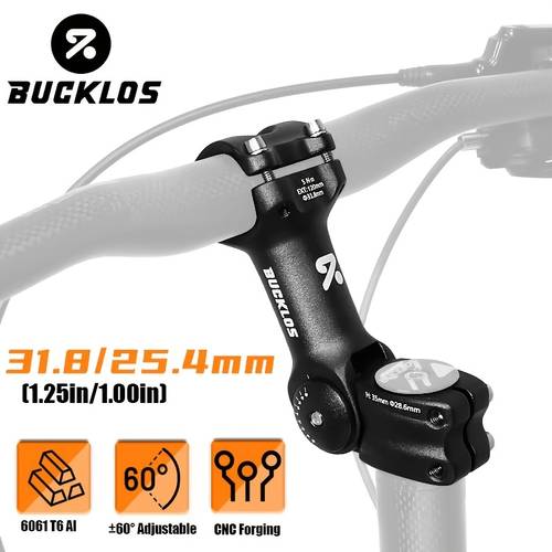 bucklo bike stem adjustable 60 degree bicycle stem riser 100mm 120mm 140mm front fork stem for 25 4mm 31 8mm handlebar power