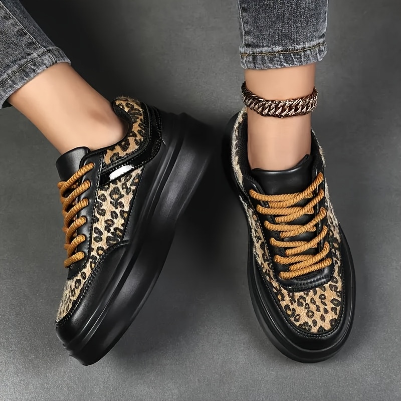 Women'S Stylish Leopard Print Platform Sneakers Lightweight, Comfortable  Casual Shoes with Thick EVA Sole for Outdoor Activities, Round T