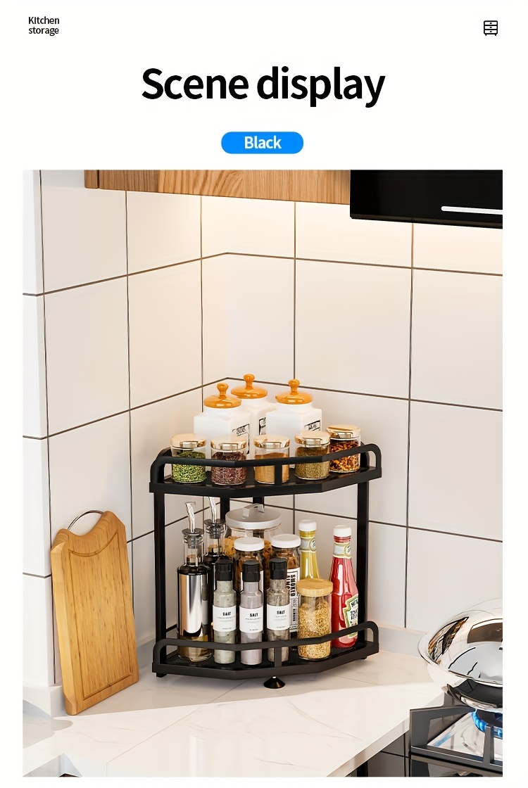 1pc modern metal countertop storage rack space saving multifunctional corner organizer with suction cups for kitchen accessories kitchen organizers and storage Product details 6