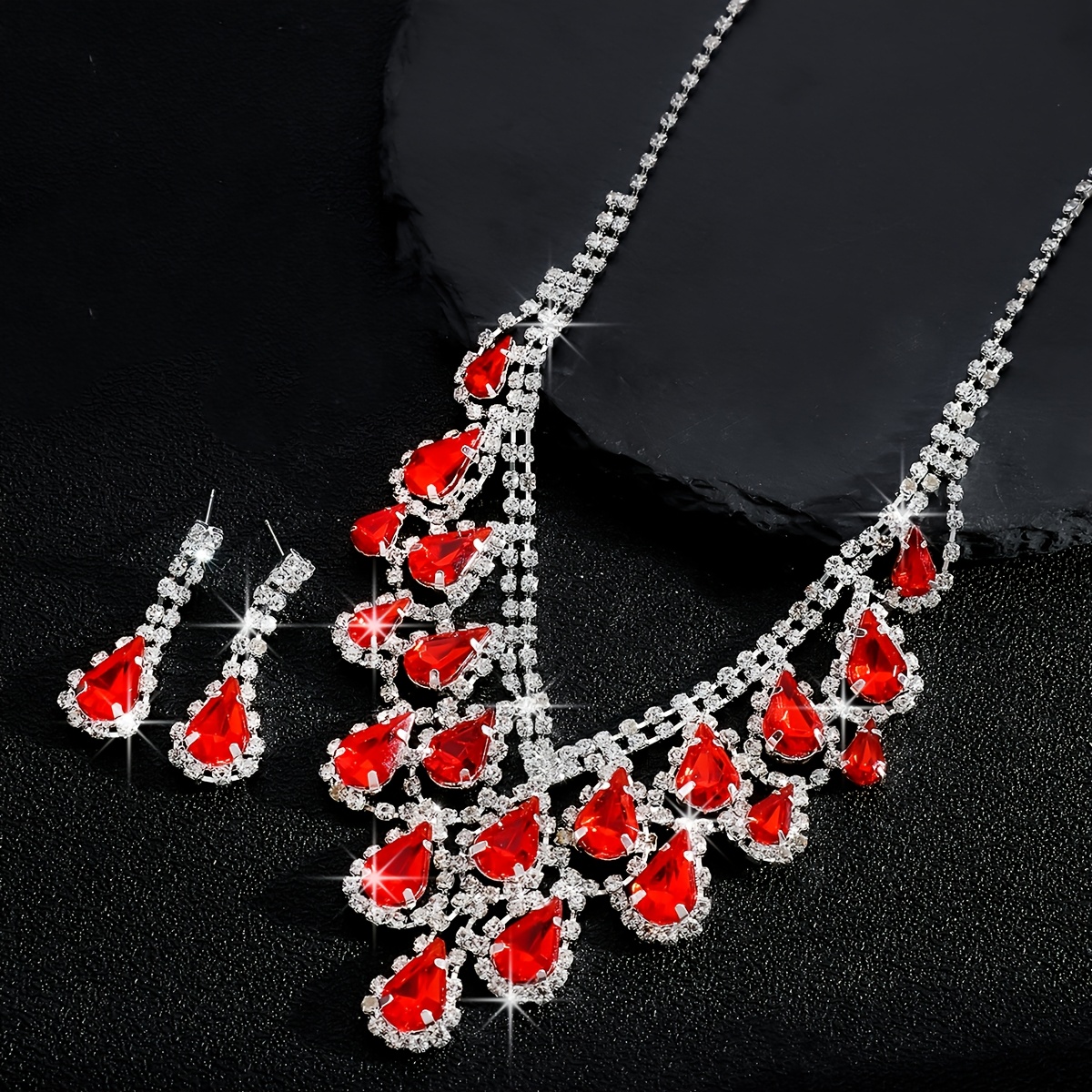Elegance Water Drop Tassel Necklace and Earrings Set