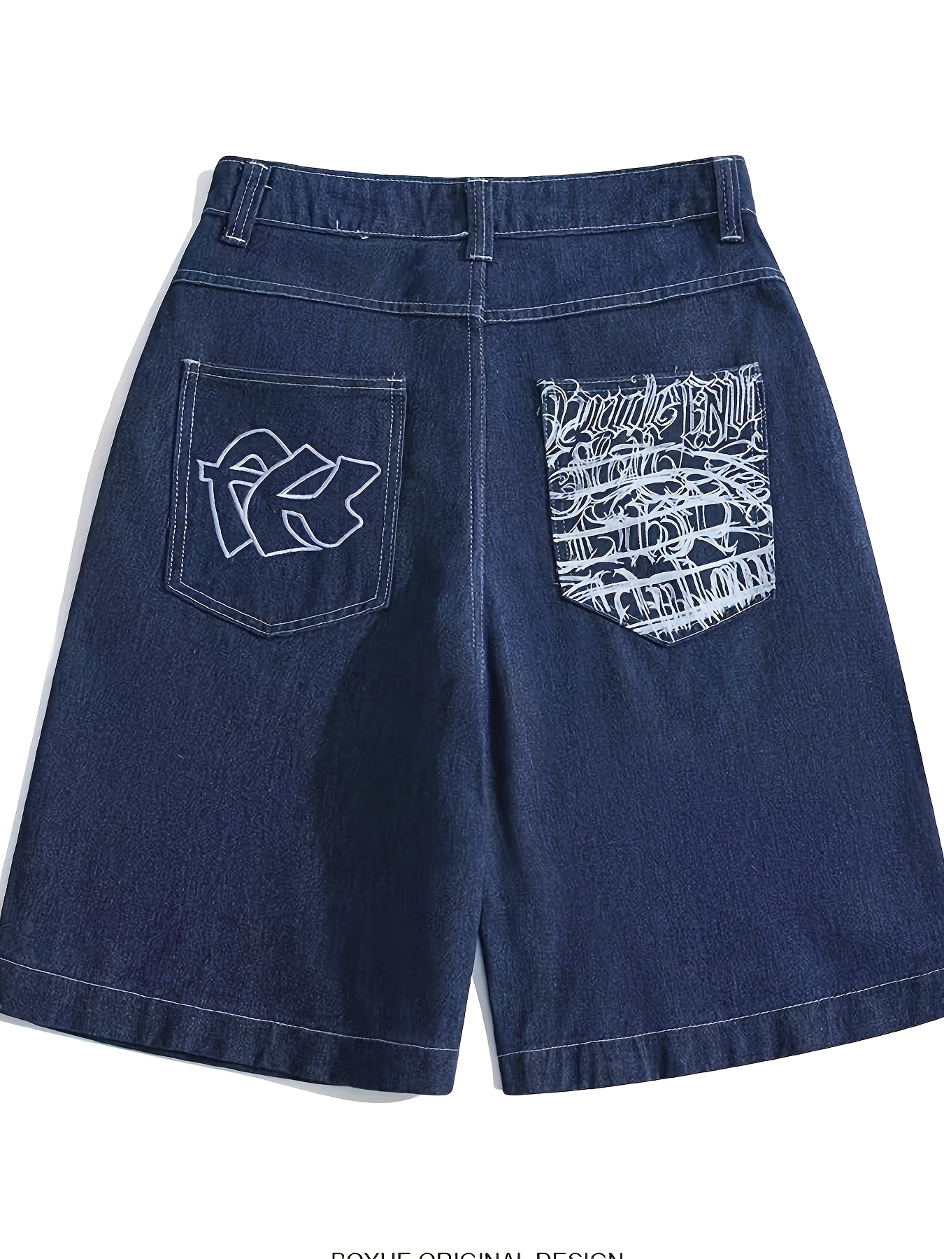 embroidered denim shorts men summer sports - Temu Finland