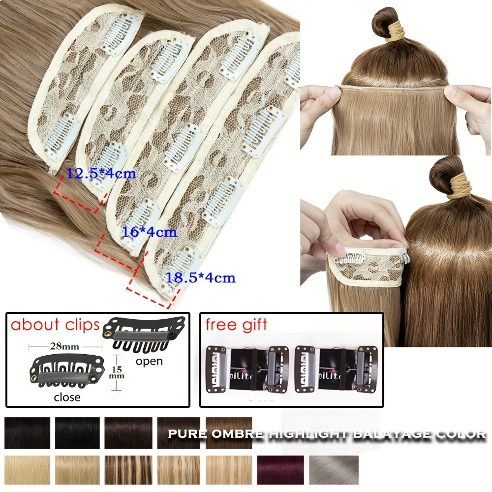 clip in hair extensions synthetic   22 inch 185g 4pcs 11clips clip in synthetic hair coloured   long     hairpieces for women use for daily party wedding   to add volumn to show your beauty details 6