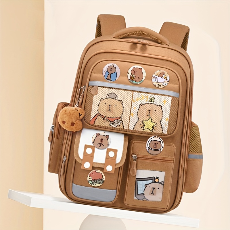 chufy capybara leather backpack Chubby – Rave Wonderland Unisex / Cartoon / Minimal Chufy Capybara Suede Embroidered Backpack