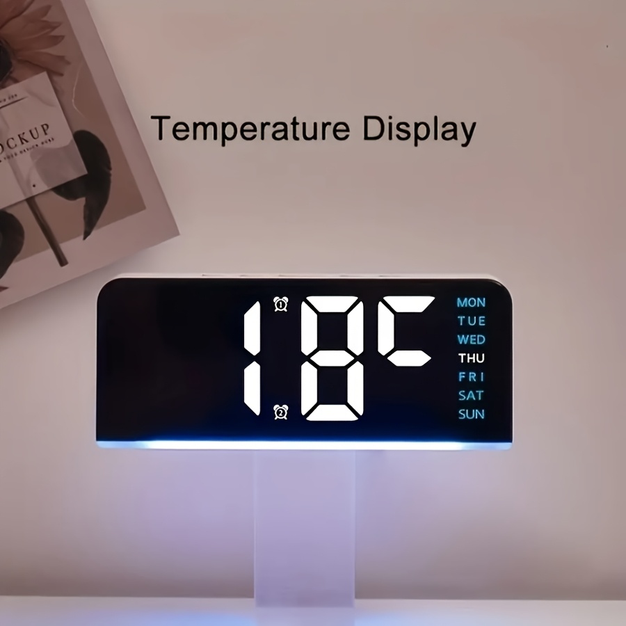 1  function digital alarm clock with adjustable brightness date display usb power stylish rectangular design for home decor holiday gifts details 5