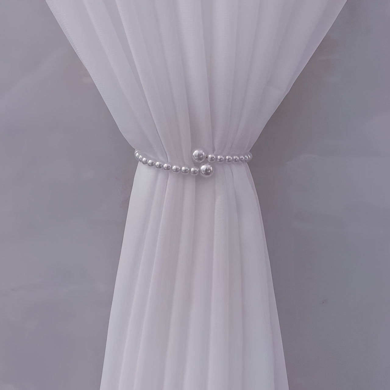 1pc Fashionable Curtain Tieback - Elegant Pearl Curtain Clips, No-drill Curtain Holdbacks Suitable For Bedroom And Living Room Home Decor