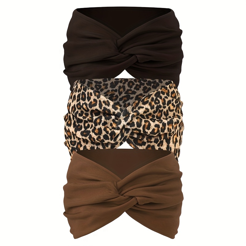 2 Fasce Larghe Per Capelli Stampa Leopardata, Antiscivolo, Tessuto Morbido, Accessori Per Donna E Ragazza - 6