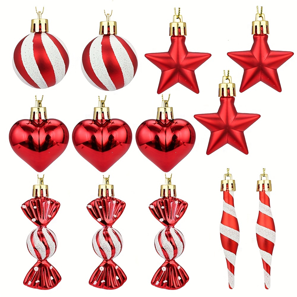 

13pcs/set Merry Christmas Decoration Small Ornaments Creative Electroplated Plastic Candy Stars And Balls Christmas Tree Decorations Holiday Party Window Hanging Ornaments