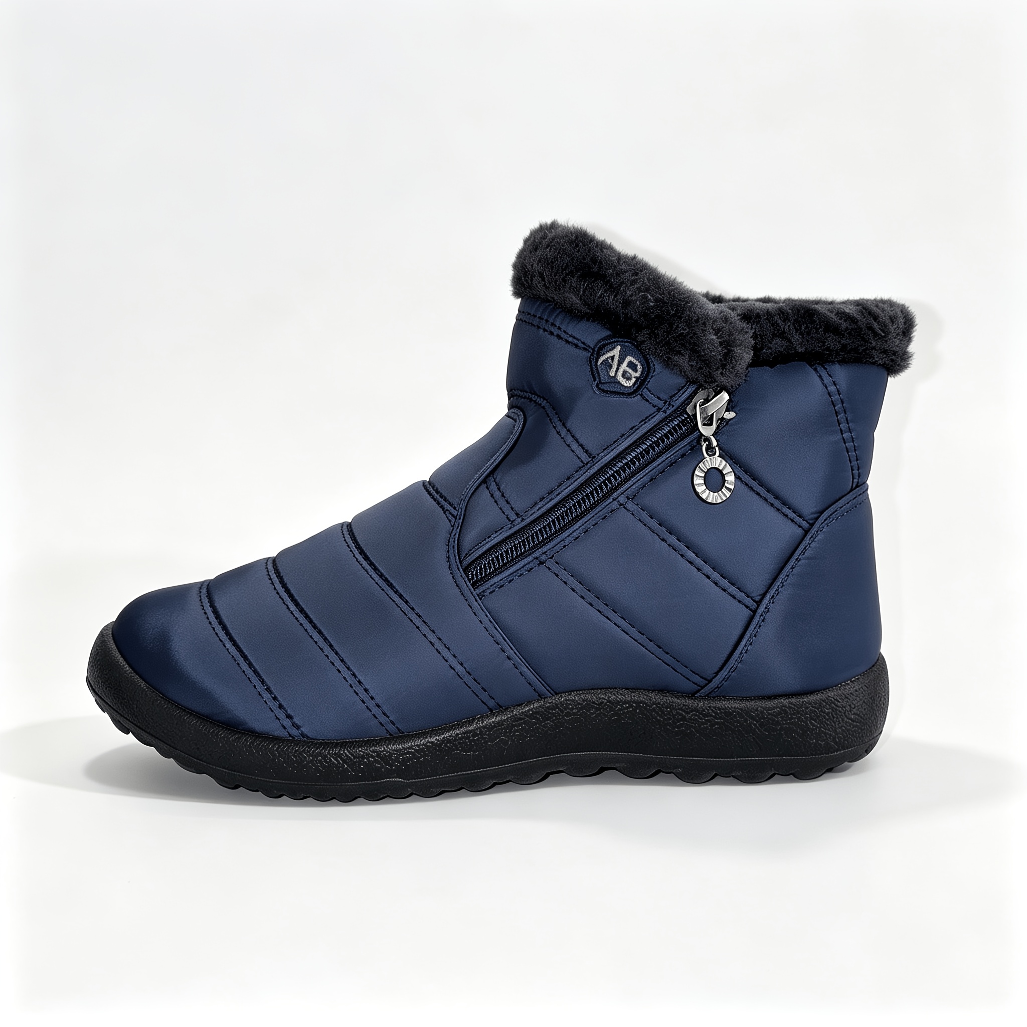 Women's Fleece Lined Side Zipper Winter Ankle Boots, Casual Wear