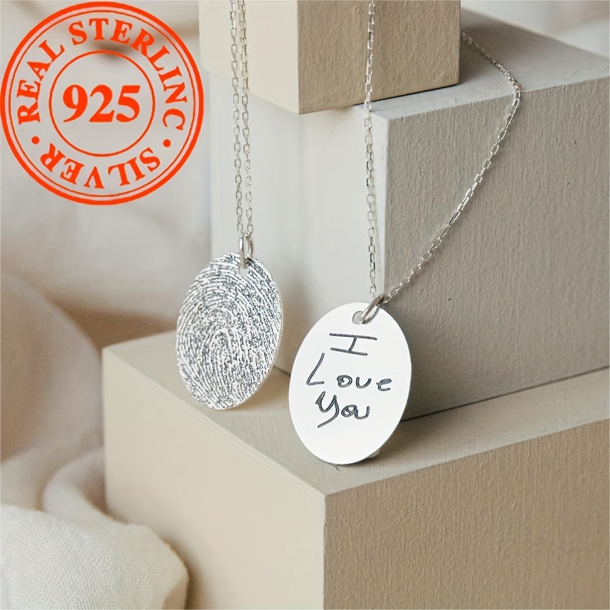 

Personalized 925 Sterling Silvery Necklace With Custom Photo & Name - Day, Valentine's,