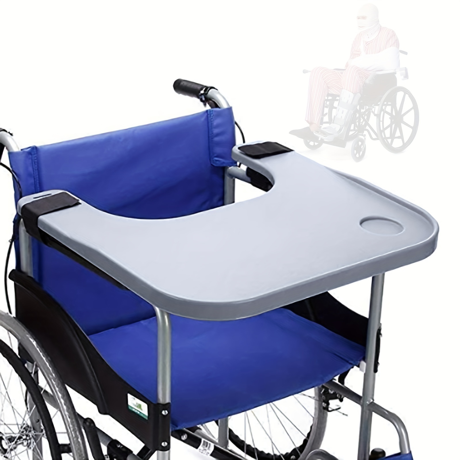 

Removable Wheelchair Table Lap W/ 2 Cup For Disabled Eat