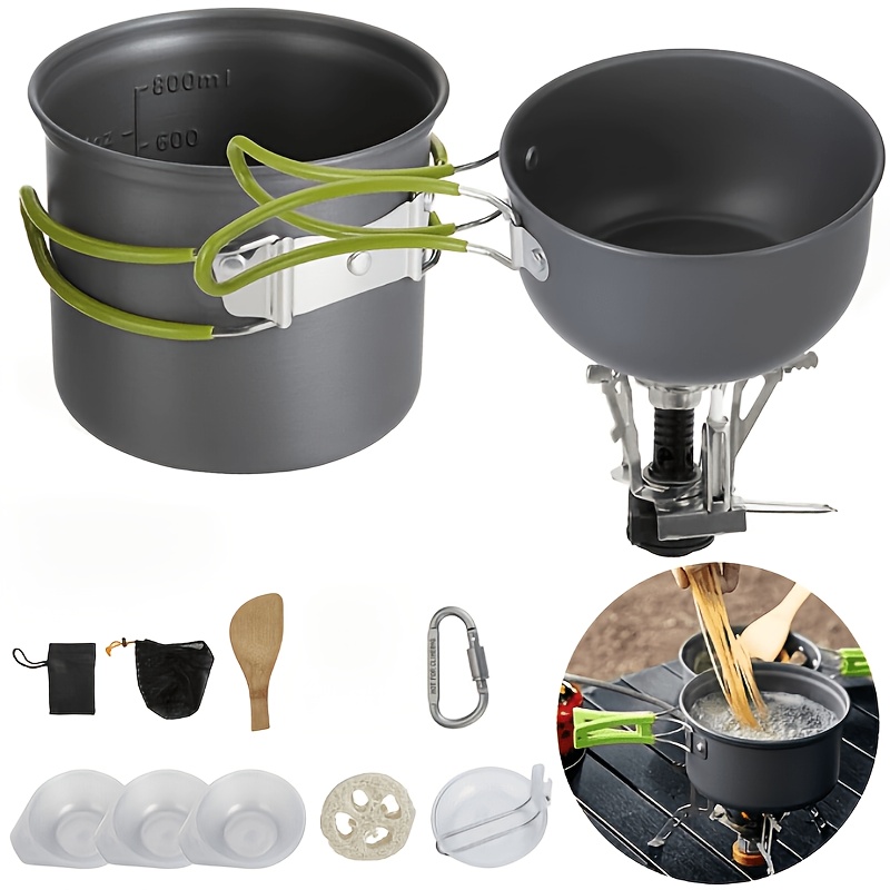 14pcs Camping Cookware Kit, Pots and Pans Set