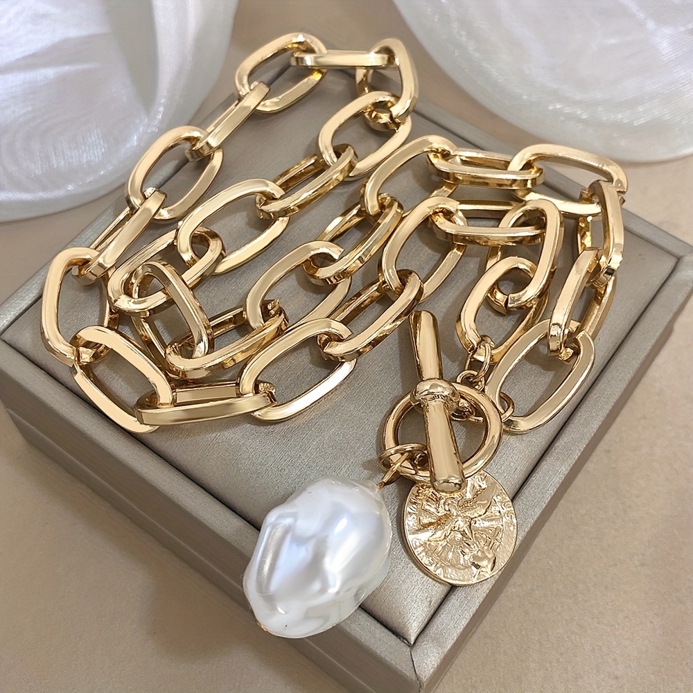 TEMU 1pc Collar de Cadena con Colgante de Perla OT , Joyería Minimalista y Elegante, Ideal para Uso Diario y Vacaciones, Regalo para de San Valentín