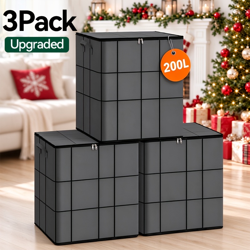 3 pack large clothes storage bags foldable wardrobe storage bag large capacity storage box household double zipper organizer bag with handles for clothes and quilts suitable for   storage basket and under bed storage bag under bed