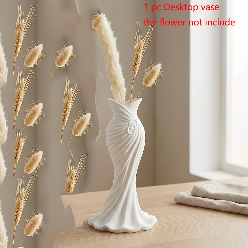 TEMU 1pc Fish Tail Evening Dress Design Desktop Vase, Christmas Sexy High-end Desktop Decoration, Desktop Mini Fake Flower Placement Storage Vase,