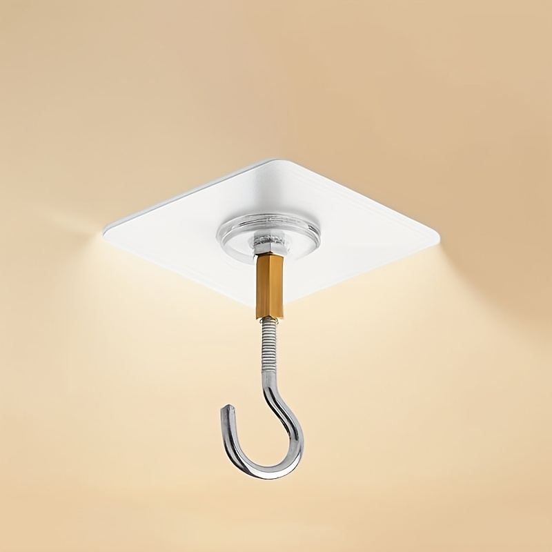 ganci a soffitto senza saldature da 5 pezzi senza foratura per piccole lanterne, ventilatori da soffitto, ganci adesivi forti per riporre vestiti e utensili da cucina, facili da installare, impermeabili e antiruggine, design   senza saldature, adatti per piante pensili e illuminazione