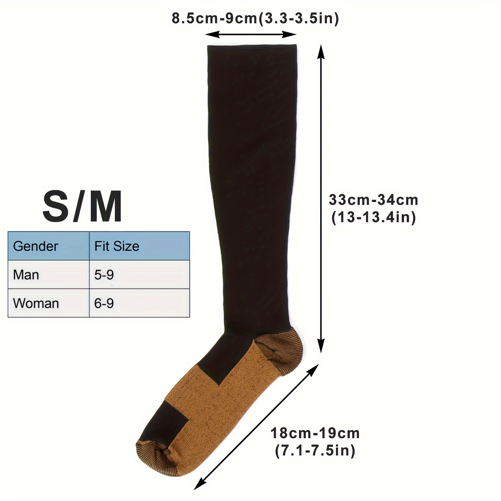 TEMU 4 Pairs Copper Compression Socks Men And Women For Sports Socks For Sports, Running, Hiking
