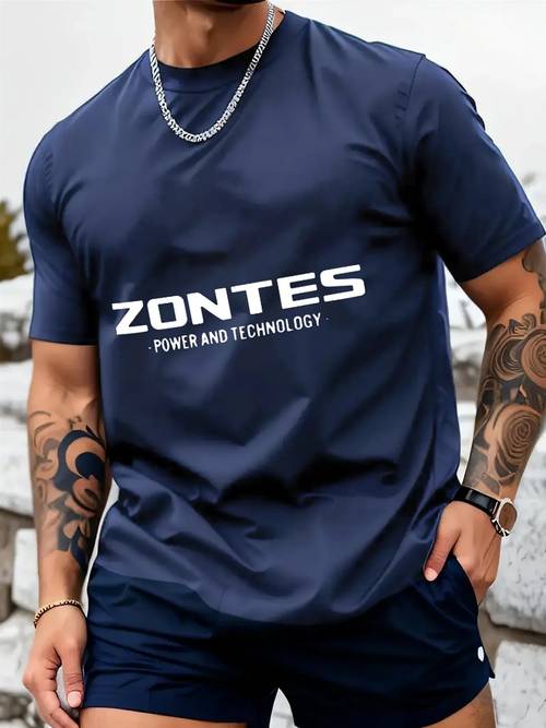 czl mens t shirt with logo print technology design breathable micro stretch fabric short sleeve round neck casual athletic summer shirt machine washable 16 size 56 for gym everyday