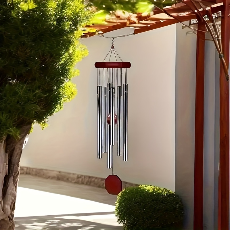 1 Campanilla de Viento Memorial para Exteriores, Sonido Profundo y Fuerte, Campanillas de Viento Simpáticas, Equipadas con 6 Tubos de Afinación, Campanillas de Viento Elegantes, Adecuadas para Jardines, Terrazas, Balcones y Familias