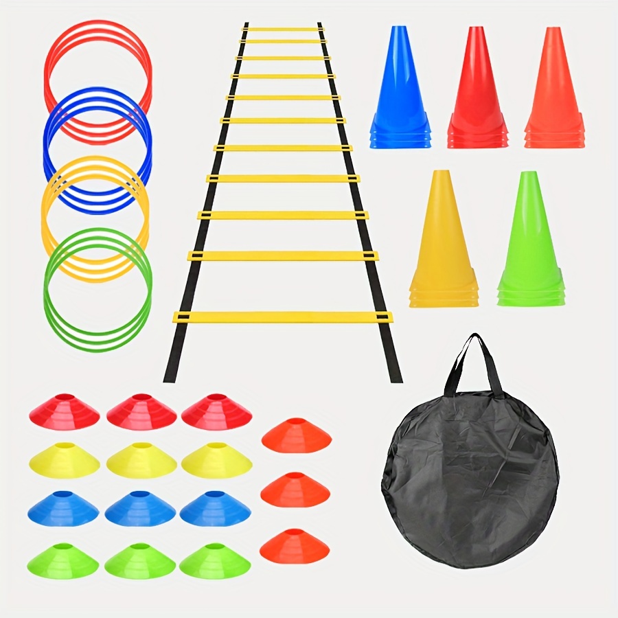 

Agility Ladder Training Kit With Cones, Resistance Parachute & Nylon Webbing - Pe Material