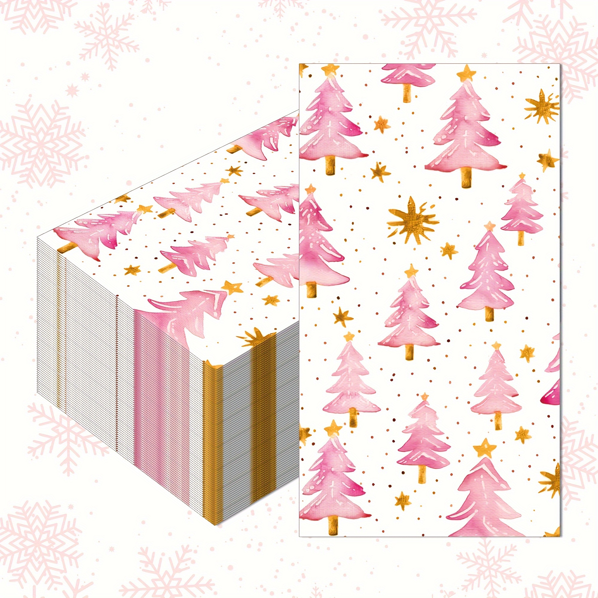 

Festive 20 Pcs Pink Christmas Tree Guest Napkins - Disposable Paper Dinner Napkins For Party Supplies