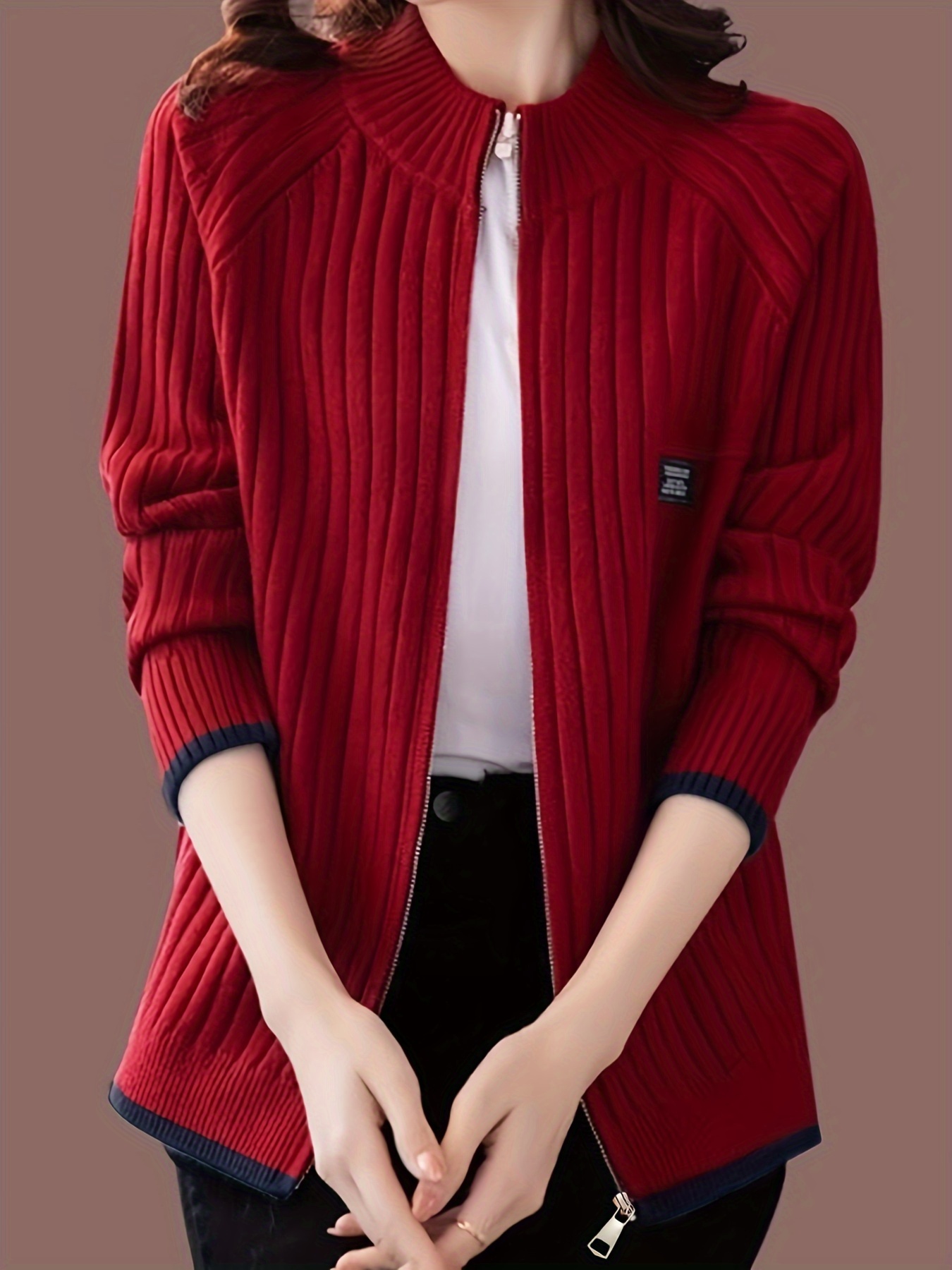 damen freizeit stehkragen strickjacke 2024 neu hoch Temu Germany