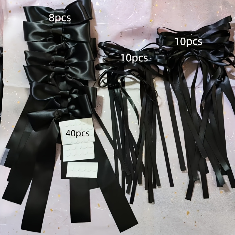 TEMU Krtata 28-piece Black Bow Wall Decor Set With Adhesive Dots, Wedding Birthday Party Decorations, Backdrop Hanging Ornaments, Ballet-style Party