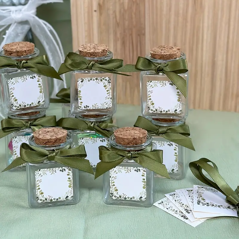 20 Barattolini In Vetro Con Tappo Sughero 50ml - Per Bomboniere, Matrimonio, Natale, Fai Da Te - Foto 12