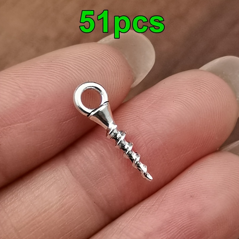 TEMU Lot de 51 mini œillets à vis pendentifs, breloques pendentifs tendance pour femme, accessoires pour collier, boucles d'oreilles, bracelet,