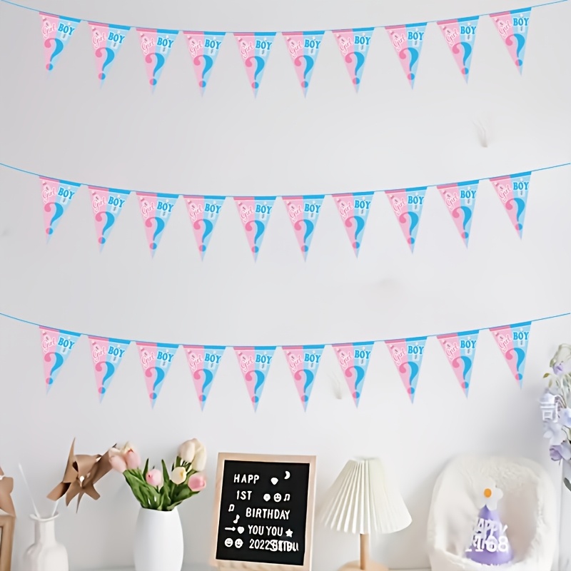 Gender Reveal Party Pennant Flag, Boy Or Girl Gender Reveal Hanging Triangle Pennant Sign, For Gender Reveal Parties, Birthday Parties, And Other Event Decorations