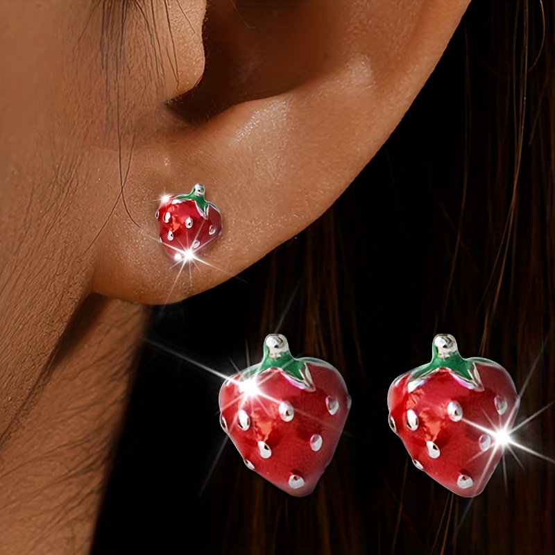 2pcs Women's Fruit Earrings, , Cute And Sweet, Hypoallergenic Summer Seaside Beach Banquet Daily Wear Jewelry Spring And Summer Jewelry Birthday Gift