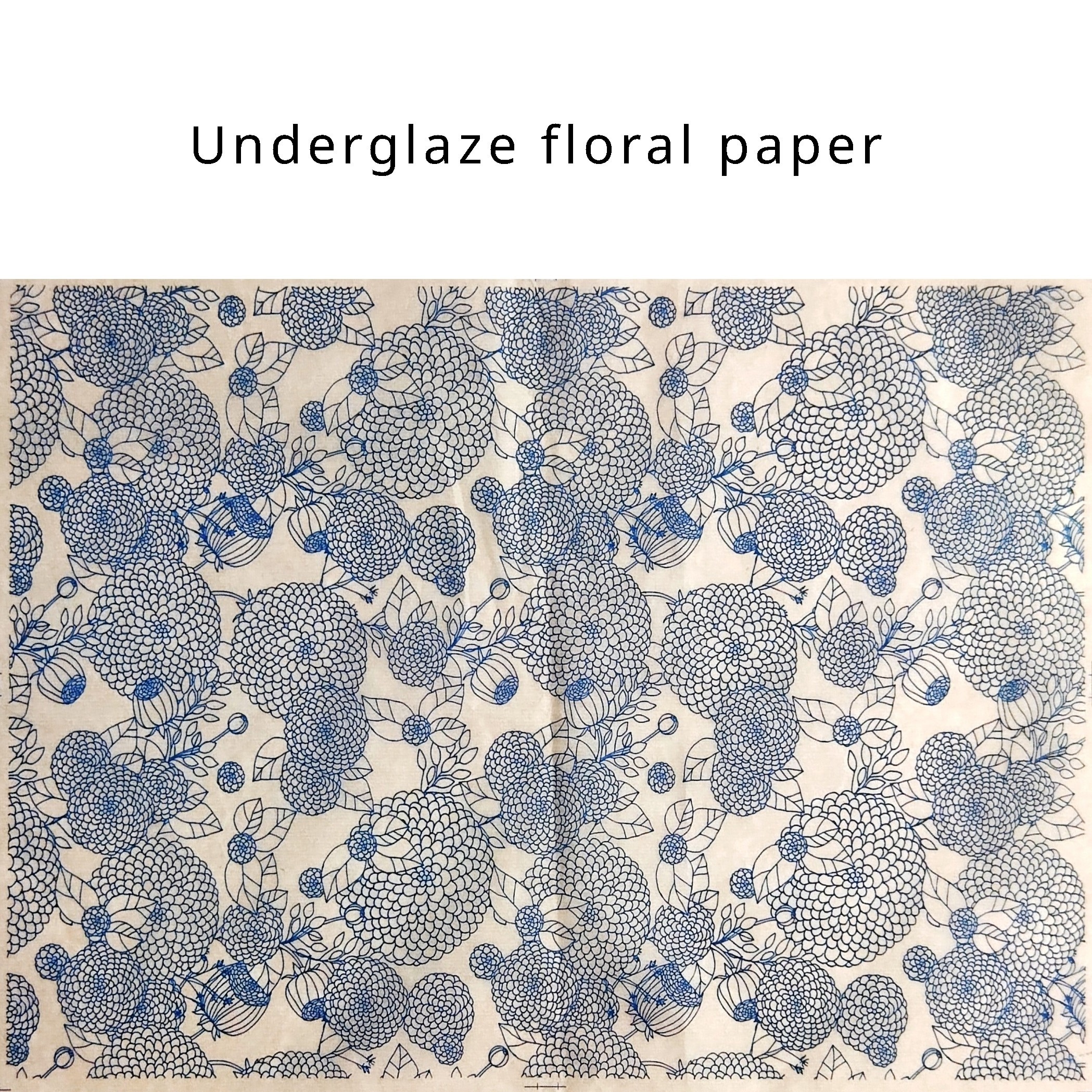 Papier Décalcomanie Céramique Sous Glaçure - Motif Pissenlit & Oiseaux - 5 Feuilles 52x37 Cm - Pour Porcelaine Non Cuite