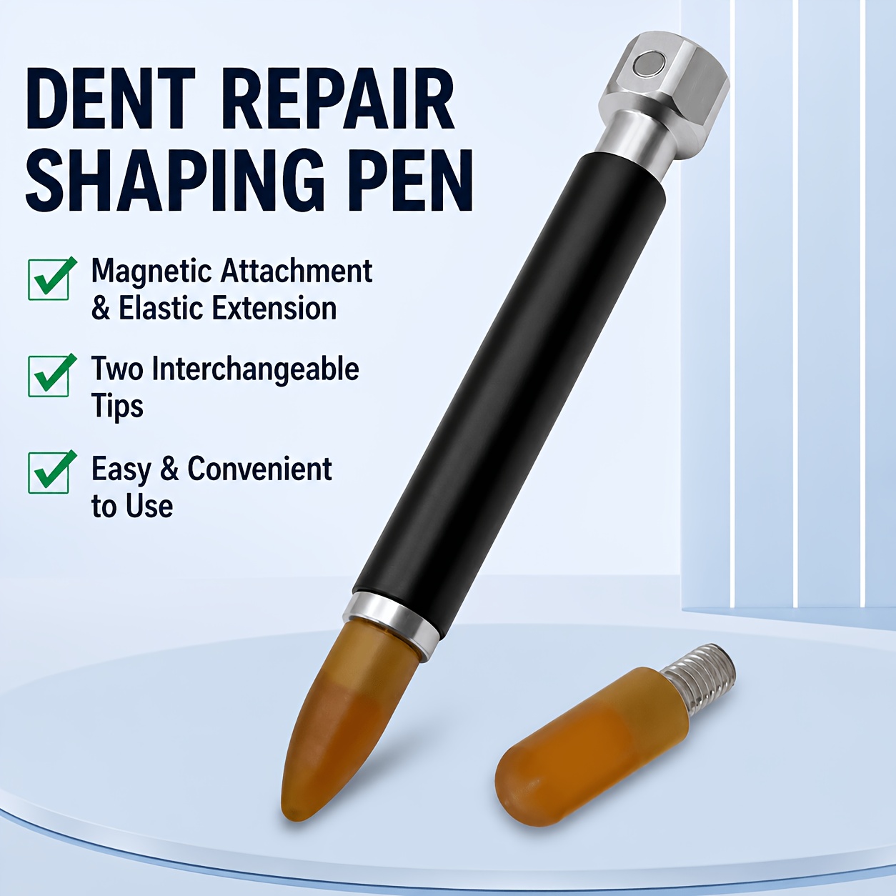 TEMU 新品 伸縮式 弾性交換ヘッド へこみ修理ペン ボディへこみ抜き器 跡が残らないへこみ除去ハンマーペン 自動車ボディ修理工具 へこみ修理ペン