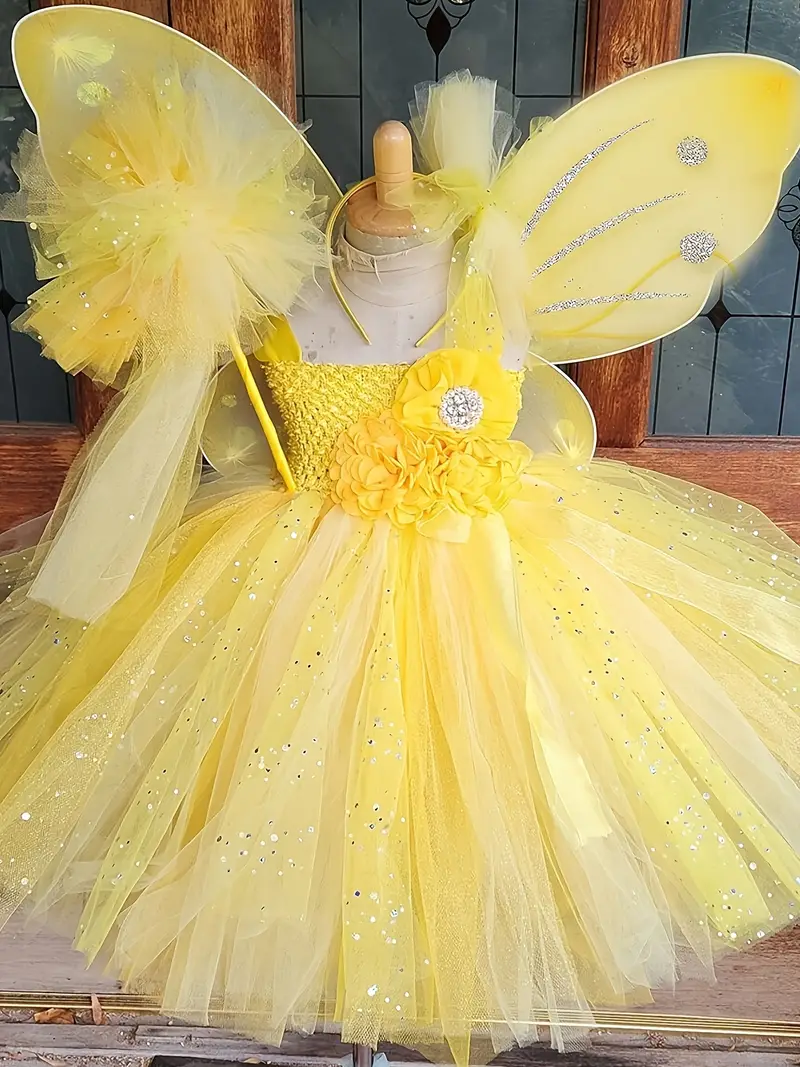 yellow dress for new year Preferred Fragrance Girl yellow ruffle dress for wedding, pageant, graduation, birthday, New year and Eid ages 6m-1 years old., Infant Girl's